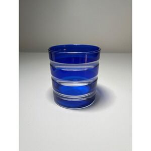 Bohemia Czech Cobalt Cut‎ to Clear Banded Pattern Old-Fashioned Whiskey